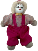 Vintage Clown Doll 5" Sitting Hand Painted Porcelain Face Sandbag Body image 2