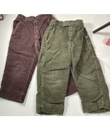 Vintage Boys Corduroy Pants Toddler 2T 3T Flannel Lined Brown Green Pull... - €16,15 EUR