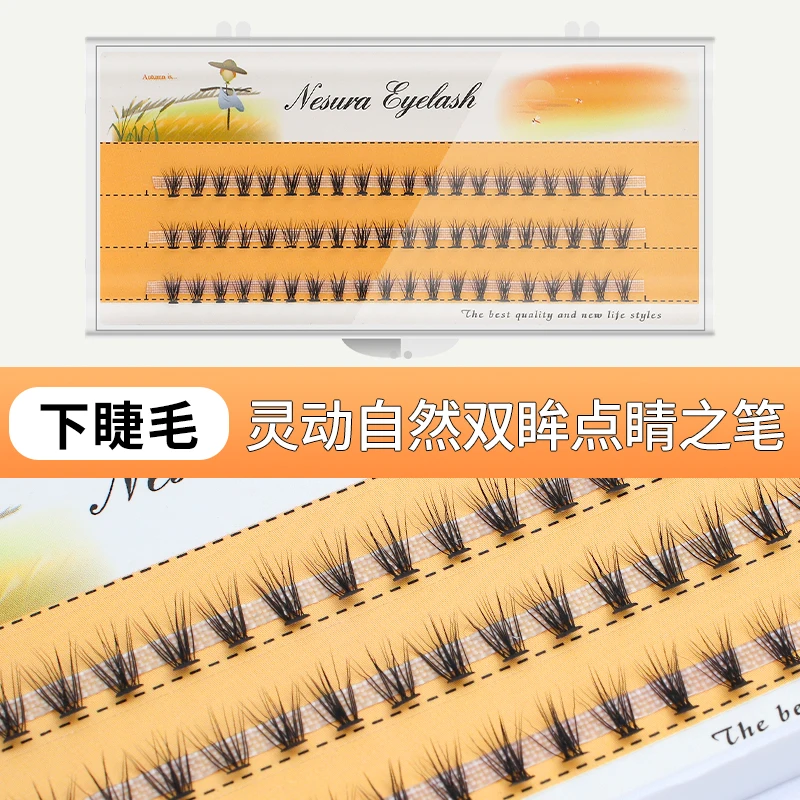 D natural grafted eyelashes in a single cluster of 10 planted 6mm hairs naturally thick thumb200