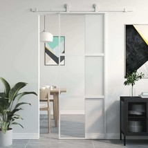 Sliding Door White 76x205 cm Tempered Glass and Aluminium - £116.74 GBP