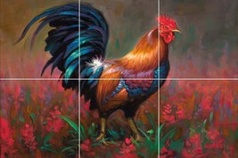 fine art painting ceramic tile mural chicken rooster backsplash farm animal - £50.48 GBP