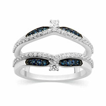 1.50Ct Sapphire & Diamond Enhancer Wedding Wrap Ring Guard 14K White Gold Over - £84.97 GBP