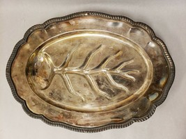 Vintage FB Rogers Silver Co 1883 Silver Plated Footed Oval Tray Leaf Design - £24.76 GBP
