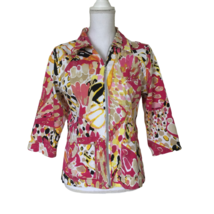 Sportelle Women&#39;s Multi Color Casual Light Jacket Top Full Zip Front Size L - £21.28 GBP