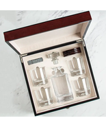 Cherry Wood Decanter Wood Gift Box Set with Rocks Glasses - £216.39 GBP