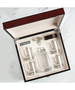 Cherry Wood Decanter Wood Gift Box Set with Rocks Glasses - £208.05 GBP