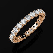 14K Rose Gold 4Ct Round Cut Simulated Diamond Eternity Wedding Ring Sizes 5-8 - £166.96 GBP