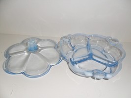 Duncan Miller Canterbury light blue opalescent covered 3 part candy dish BEAUTIF - £50.84 GBP