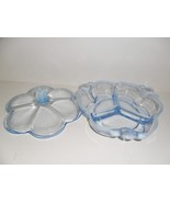 Duncan Miller Canterbury light blue opalescent covered 3 part candy dish... - $55.43