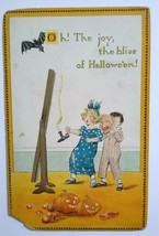 Halloween Postcard Tucks Oh The Joy Bliss Series 190 Flying Bat Pumpkin Fantasy - £18.32 GBP