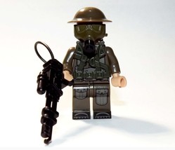 Minifigure Custom Toy British WW2 flamethrower Solider with gas mask - £4.77 GBP