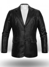 Men Business Black Blazer Leather Genuine Party Stylish 100%Lambskin Handmade - £95.38 GBP