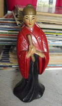Early 1900s Ceramic or Chalkware Asian Woman Figurine 7 3/4&quot; Tall - £27.25 GBP