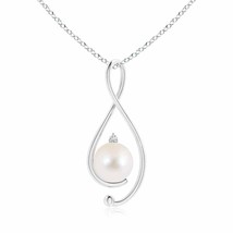 ANGARA 10mm Freshwater Pearl Infinity Pendant Necklace with Diamond in Silver - £139.81 GBP+