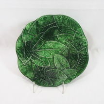 VIETRI FOGLIA Leonardo Majolica Italy Leaf Green 9.5-inch Round Trivet Plate - £39.62 GBP