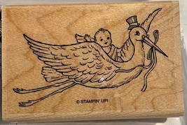 Stampin Up! &quot;Bringing Baby&quot; Wood-Mounted Rubber Stamp For Crafting - £5.93 GBP