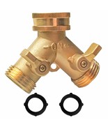 Brass Garden Hose Splitter (2 Way), Solid Brass Hose Y Splitter 2 Valves... - $16.99