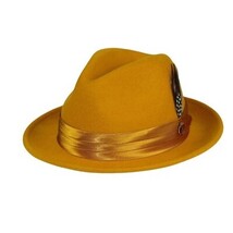 Mens Bruno Capelo Hat Australian Wool Crushable Fedora Giovani Un112 Mustard image 7
