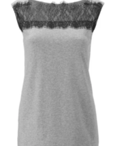 Cabi 3815 Womens Top Sz Medium Gray Black Lace Sleeveless Cotton Blend - $19.79