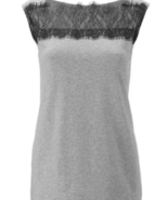 Cabi 3815 Womens Top Sz Medium Gray Black Lace Sleeveless Cotton Blend - $19.79