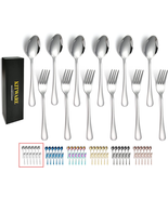 KITWARE 12 Pices Fork and Spoon Silverware Set Service 6, Stainless Stee... - £10.99 GBP
