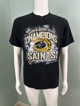 Super Bowl 44 XLIV Champions Saints Men&#39;s Black Tee Shirt NFL Football Medium - £15.48 GBP
