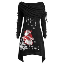 New Arrival Long Sleeve Santa Claus Dress Women Snowflake Print  Dress Top Femal - £65.42 GBP