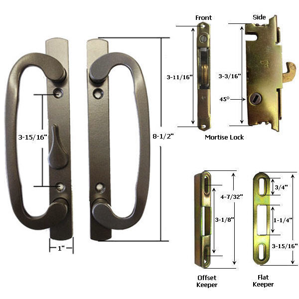 Sliding Glass Patio Door Handle Kit with Mortise Lock and Keepers, B-Pos... - $87.95