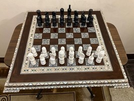 Handmade, Luxury Chess Set, Camel Bones, Wooden Chess Board, Inlaid Shell 25.2&quot; - £839.32 GBP