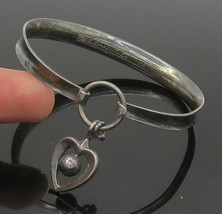 Erik Granite Finland 925 Silver - Vintage Love Heart Bangle Bracelet - BT8495 - £110.65 GBP
