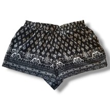 Rue21 Junior Size L Black White Pull-On Elastic Waist Boho Style Shorts - £7.86 GBP