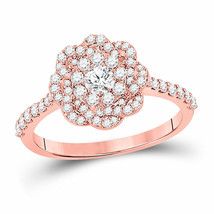 14kt Rose Gold Womens Round Diamond Floral Twist Solitaire Ring 7/8 Cttw - £954.06 GBP