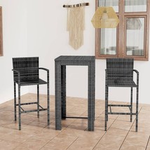  Garden Bar Set Grey PE Rattan, Powder-Coated Steel Medium - $7,079.96 MXN