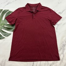 Mack Weldon Mens Polo Shirt Size L Dark Red Striped Short Sleeve Stretch... - £22.06 GBP