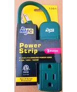 compact Power Strip Green small w/ 3 outlets 1 foot cord 13A 125V 1625W ... - $22.11