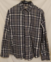 LL Bean Scotch Plaid Flannel Shirt Mens Size Small Grey Tartan Long Sleeve - $15.48