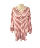 Jane &amp; Delancey Top Womens 2X Pink Stripe Gauzy Pullover Tunic Comfort B... - $33.34