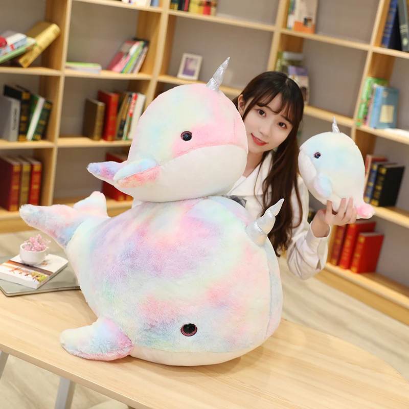 Play 1PC 28/45/75cm Colorful Narwhal Plush Toy Stuffed Lovely Doll Soft RainA Wh - £23.54 GBP