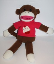 Dan Dee Brown Fleece Plush Sock Monkey 16&quot; Toy Stuffed Animal Pink Cupca... - £9.12 GBP