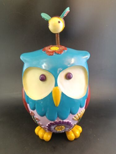 Primary image for Large Whimsical Boho Owl Figurine by Lori Siebert for Demdaco Honey Bee Nodder