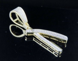 Solid 10K Yellow Gold Over Barber Razor Round Cut Diamond Pendant 1.5ct. 1.50&quot; - £105.92 GBP