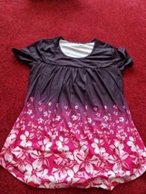 Ladies Kissmoda Sports Shirt Black Pink Floral In Small - £4.99 GBP