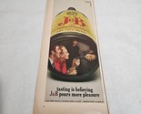 J &amp; B Pours More Pleasure Couple Drink Being Refilled Vintage Print Ad 1968 - £8.72 GBP