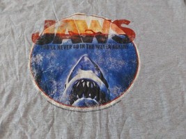 Jaws Men&#39;s T shirt Shark Attack Movie Gray Cotton Tee 2XL Never Go in the Water - £18.21 GBP