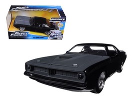 Letty&#39;s Plymouth Barracuda Matt Black &quot;Fast &amp; Furious 7&quot; Movie 1/24 Diecast Mod - £35.27 GBP