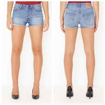 Levi&#39;s 501 Button Fly Cut Off Mom Denim Jean Shorts Size 28 - £23.70 GBP