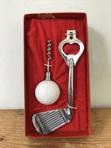 Set Pair 2 Vintage Golf Golfing Wine Beer Bottle Openers Bar Tools Shiny... - £29.56 GBP