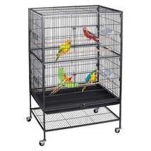 52" Bird Cage Flat Top Breeder Wrought Iron Parrot Cockatiels With Stand - £118.94 GBP