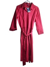 Land&#39;s End Belted Midi Shirt Dress Womens Teaberry Red Size 16 Roll Tab ... - $521.77 MXN