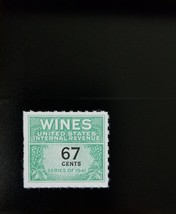 1951-54 67c U.S. Internal Revenue Cordial &amp; Wine, Green Scott RE192 Mint... - $1.78